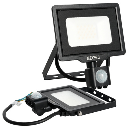 Vonkajší LED reflektor záhradný 20W 1600lm 6500K studený 120° so senzorom pohybu a súmraku IP65 čierny MHC Kobi