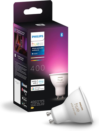 LED žiarovka GU10 reflektor 4,2W = 50W 400lm 2000-6500K CCT + RGB SMART Smart Bluetooth ZigBee Biela a farebná atmosféra Philips HUE