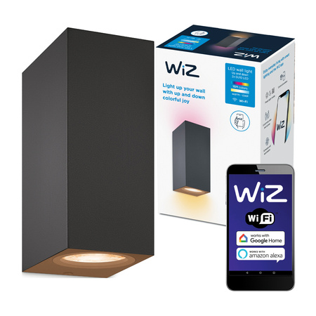 LED nástenné svietidlo Up&amp;Down Black 2x 5W WHITE + RGB SMART WiFi WiZ
