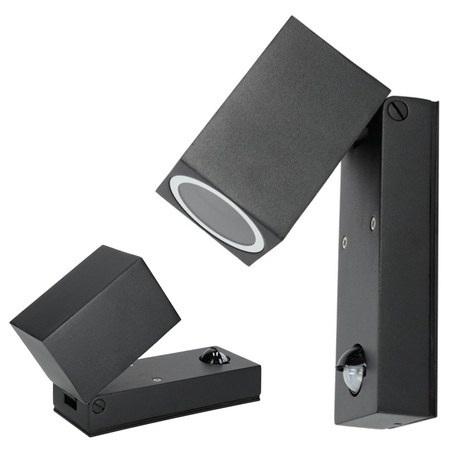 Vonkajšie nástenné svietidlo LED GU10 IP44 Black Sensor QUAZAR 15 LX KOBI