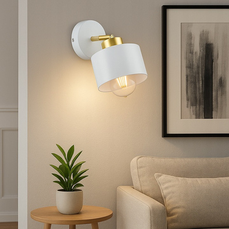 Nástenné svietidlo Reflektor Nástenné svietidlo E27 Moving White Gold Elza Masterled