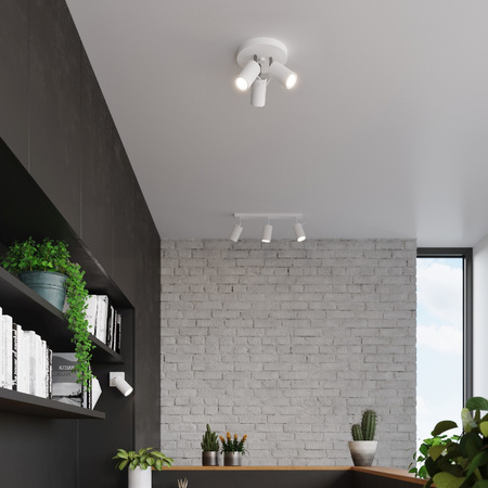 SPOT TUBA Reflektor 3x GU10 Pohyblivé trubicové biele moderné kruhové stropné svietidlo Sollux