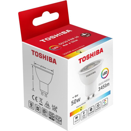 LED halogénová žiarovka GU10 4W = 50W 345lm 3000K teplá biela TOSHIBA reflektor