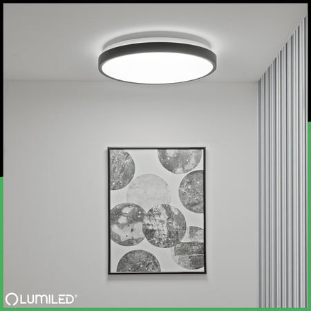 LED stropný plafón s povrchovou montážou 24W 4000K CELIS Round IP44 Black Ring ALS LUMILED
