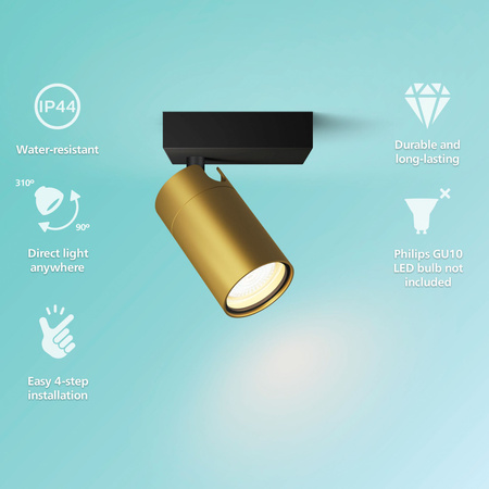 Nástenné svietidlo GU10 IP44 Medeno-čierne Kosipo Philips