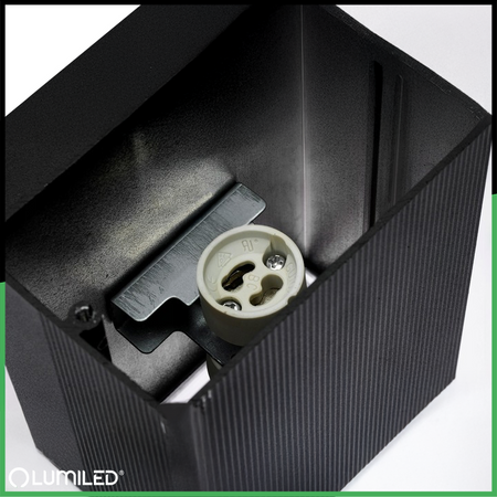 Záhradné nástenné svietidlo zhora nadol GU10 čierne hliníkové HEDERA LUMILED