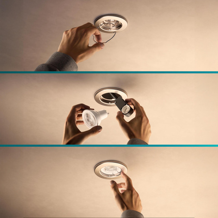 3x LED GU10 zapustené zapustené svietidlo Fixed Aluminum Round Nickel Peridot Philips