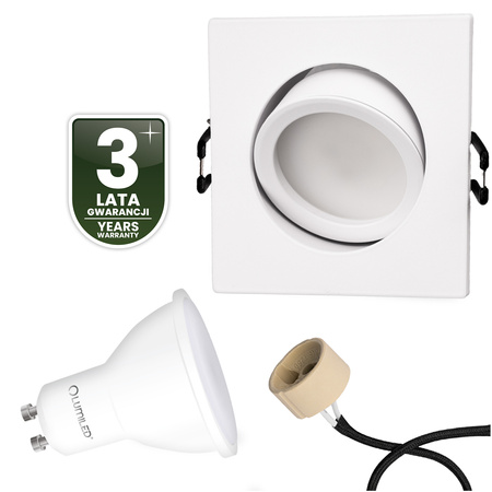 TRIX 3v1 GU10 6W 3000K WHITE MAT LUMILED štvorcové pohyblivé halogénové svietidlo na zapustenie