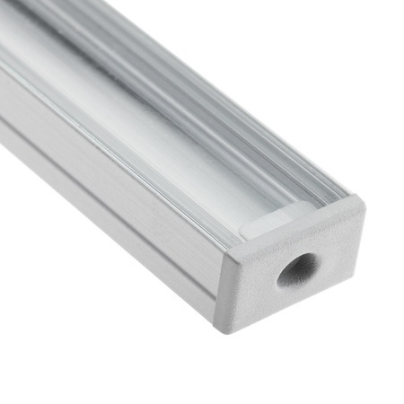 eloxovaný hliníkový profil pre LED KM35 Silver Povrchová montáž 2 m + priehľadný kryt + koncovky
