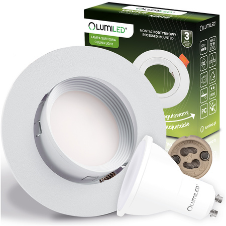 Sada halogénového svietidla VENTUS White Round + LED žiarovka GU10 6W teplá biela 120° Lumiled