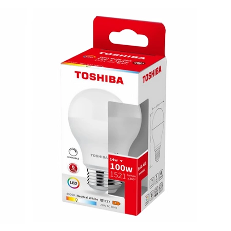 LED žiarovka E27 A65 14W = 100W 1521lm 4000K neutrálna biela TOSHIBA Stmievateľná