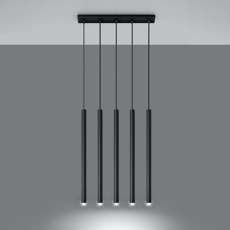 Závesné stropné svietidlo Tuba 5x G9 Tubular Hanging Black Moderné svietidlo Sollux