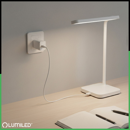 Nabíjačka 1x USB 5V/1A DC adaptér Stolná lampa biela Lumiled