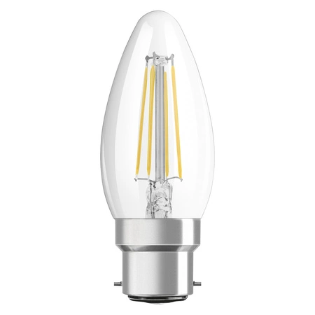 LED žiarovka B35 sviečka B22d 4W = 40W 470lm 2700K teplá biela 300° Retrofit Filament CLASSIC Osram
