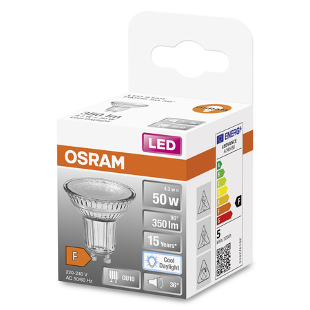 LED žiarovka PAR16 reflektor GU10 4,3W = 50W 350lm 6500K studená biela 36° STAR Osram