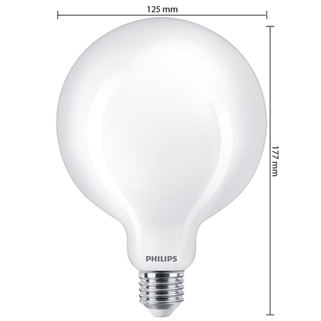 LED žiarovka E27 Sphere G120 8,5W = 75W 1055lm 2700K teplá biela FILAMENT LED Classic Philips