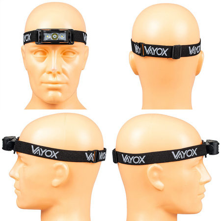 Nabíjateľná hlavová baterka 100lm 100LM LED + 2XLED 5 režimov VAYOX