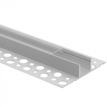 Hliníkový LED profil pre sadrokartón REGIPS Podprofil pre obkladačky biely 2m s priehľadným difúzorom pre LED pásy + koncovky GN Ecolight