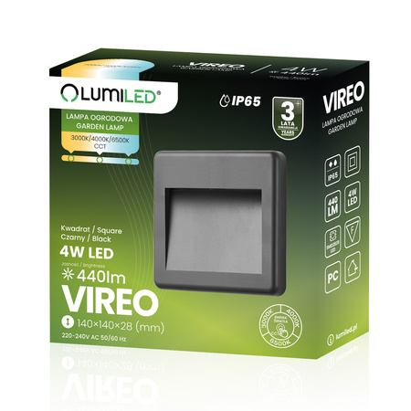 Vonkajšie záhradné schodisko Nástenná lampa CCT 3000-6500K LED 4W IP65 VIREO LUMILED