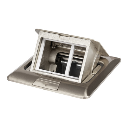 Podlahová krabica pre elektrickú zásuvku štvorcová strieborná BIURO+ Kanlux