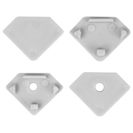 LED rohový hliníkový profil, povrchovo eloxovaný 2 m s priehľadným difúzorom pre LED pásy + koncovky Ecolight série R