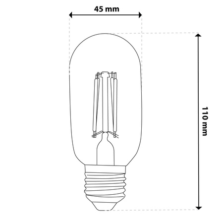 LED žiarovka E27 T45 FILAMENT 4W = 40W 470LM 3000K teplá biela 360° Dekoratívna LUMILED
