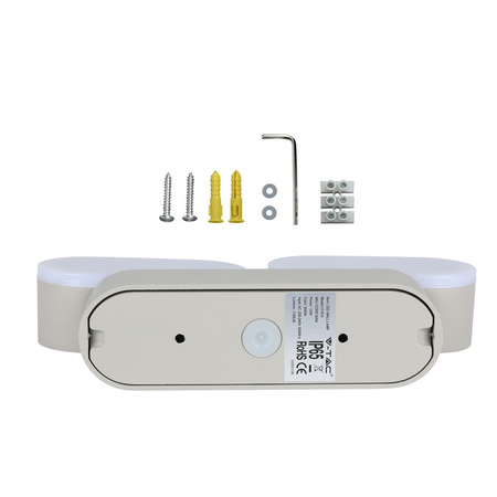 LED nástenné svietidlo 12W 3000K IP65 otočné 350° dvojité sivé VT-814 V-TAC