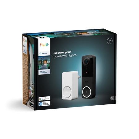 Inteligentný videozvonček s IP kamerou 2K QHD 1440p CMOS Black SMART Zigbee WiFi zvonček + biely gong Bezpečný prijímač Philips HUE