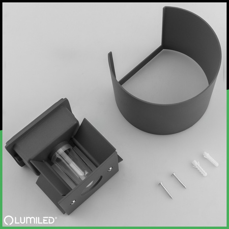 Záhradné nástenné svietidlo LED G9 nastaviteľné okrúhle hore dole grafitové PYXIS LUMILED