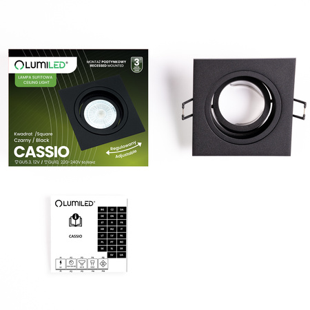 Svietidlo HALOGEN GU10 MR16 Square Black CASSIO LUMILED