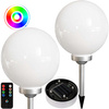 LED solárne záhradné svietidlo RGB BALL 30 cm bielo-strieborné + diaľkové ovládanie