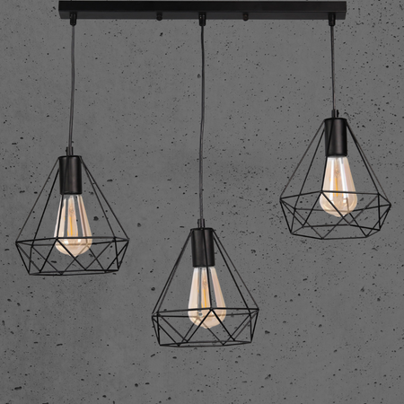 Dekoratívne závesné stropné svietidlo 3x E27 čierne Vigo Sanico Goldlux