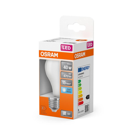 LED žiarovka A60 E27 4,9W = 40W 470lm 4000K neutrálna biela 150° STAR CLASSIC Osram