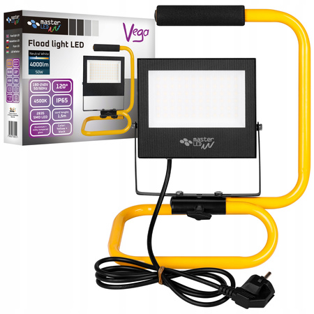 LED reflektor Halogén 50W 4000lm 4500K neutrálna biela 120° IP65 Čierna žltá Vega Masterled