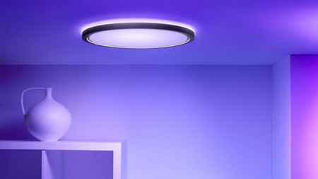 Plafond LED povrchová stropná lampa 22W 2600lm 2700-6500K RGB + TW 42,3cm čierna okrúhla Smart SMART WiFi Bluetooth App Superslim WiZ