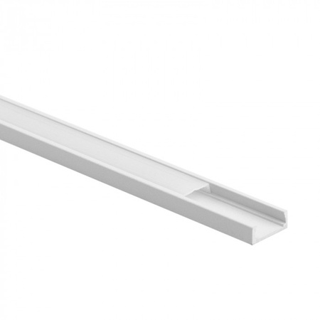 Hliníkový povrchový profil LED biely 1m s mliečnym tienidlom pre LED pásy + koncové krytky Ecolight série N