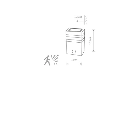 Záhradné vonkajšie nástenné svietidlo E27 s povrchovou montážou a snímačom pohybu čierne Vodotesné IP54 Moderné RIO SENSOR 7017 Nowodvorski