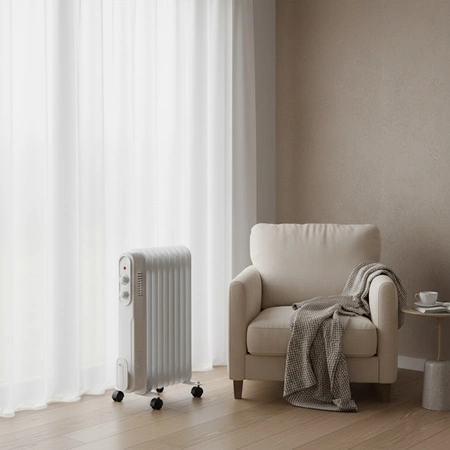 Olejový ohrievač 2000W Nastaviteľný termostat Biely Sanico Goldlux