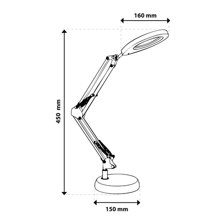 Stolná lampa LED 8W CCT kresliaca stolová lampa 3x zväčšovacie sklo LUCA 2 biela LUMILED