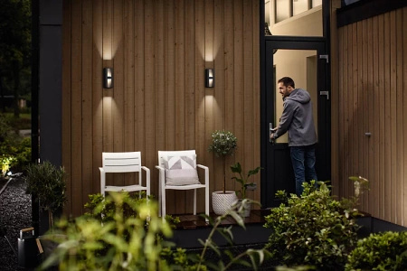 Záhradné nástenné svietidlo Vonkajšia fasádna LED lampa 9W 1000lm 2700K IP44 Antracitové tienidlá Philips