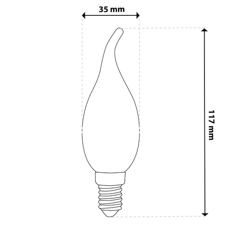 LED žiarovka E14 sviečka BA35 2,2W 470lm = 40W 2700K teplá biela 360° Filament CLASS A LUMILED