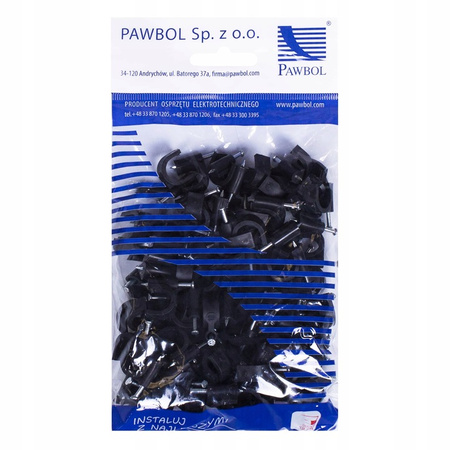 Káblový úchyt FLOP KLIP 7 mm čierny 100 ks PAWBOL