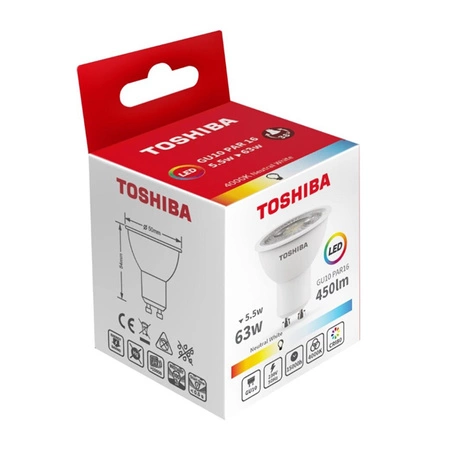 LED halogénová žiarovka GU10 5,5 W = 50 W 450 lm 4000K Neutrálny reflektor TOSHIBA