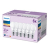 6x LED žiarovka E27 A60 4,9W = 40W 470lm 2700K teplá biela 180° EC Multipack Philips