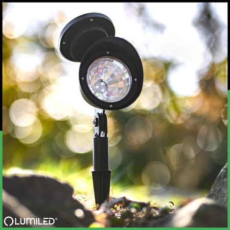3x LED solárne záhradné svietidlo čierne smerové OGA reflektor IP44 6500K LUMILED