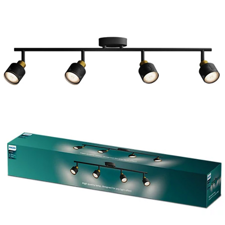Reflektorové stropné svietidlo 4x GU10 čierno-medené Niall Philips