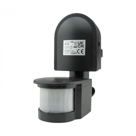 PIR senzor pohybu a súmraku IP44 Povrchová montáž Nastaviteľný čierny 12m 180° CP Ecolight