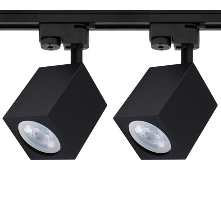 Sada prípojníc na osvetlenie 1 m + 2x GU10 čierna štvorcová prípojnica reflektora