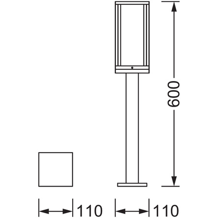Endura Ledvance E27 60cm IP44 Grey Vonkajšie stojace tyče Záhradné svietidlo