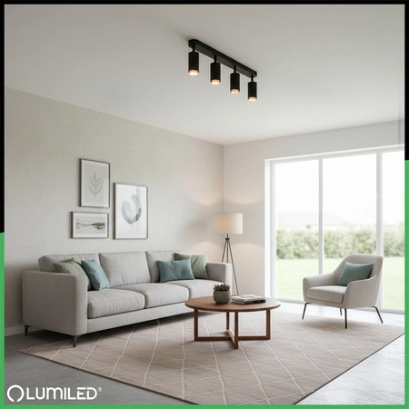 LED bodové stropné svietidlo 4x GU10 Tuba Spot ELIGIS Black LUMILED